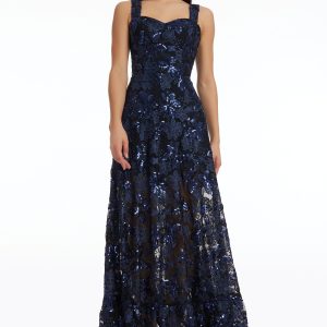 Anabel Sequin Embroidered Gown